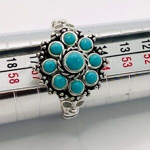 Marsala 925 Sterling Ring Faux Turquoise Flower